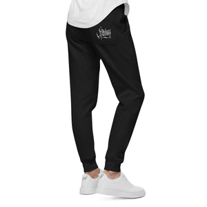 Havoq Calligraphy Fleece Joggers in black or charcoal with white ink for any gender