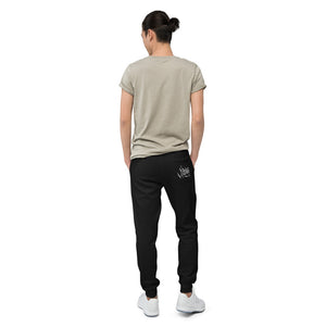 Havoq Calligraphy Fleece Joggers in black or charcoal with white ink for any gender