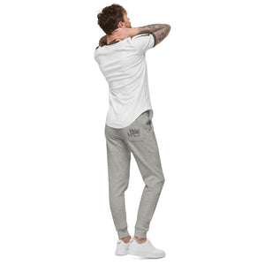 Havoq Calligraphy Fleece Joggers in white or grey with black ink for any gender