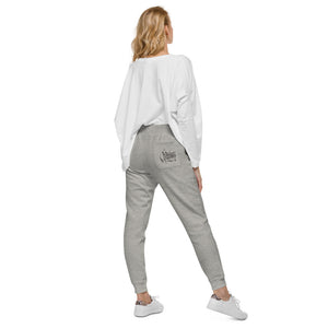 Havoq Calligraphy Fleece Joggers in white or grey with black ink for any gender