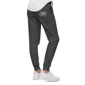 Havoq Calligraphy Fleece Joggers in black or charcoal with white ink for any gender