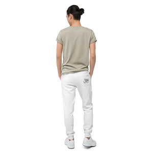 Havoq Calligraphy Fleece Joggers in white or grey with black ink for any gender