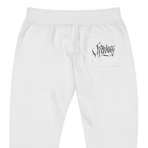 Havoq Calligraphy Fleece Joggers in white or grey with black ink for any gender