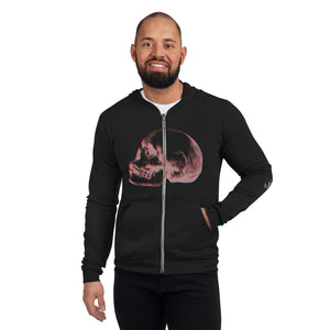 Layered Effect Skull Unisex Lightweight Zip Hoodie