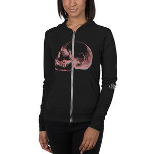 Layered Effect Skull Unisex Lightweight Zip Hoodie