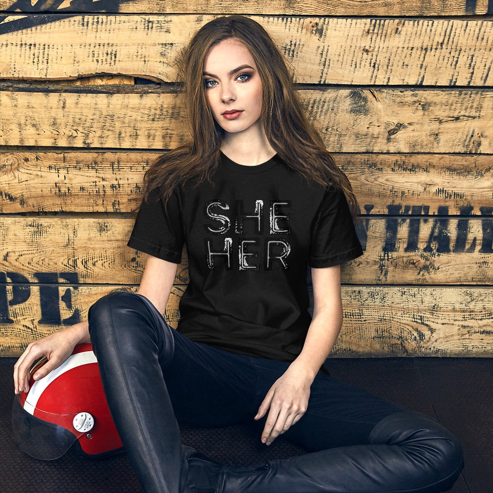 Grunge She/Her Pronouns Basic T-Shirt by Havoq