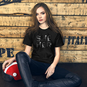 Grunge She/Her Pronouns Basic T-Shirt by Havoq