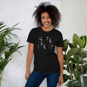 Grunge She/Her Pronouns Basic T-Shirt by Havoq