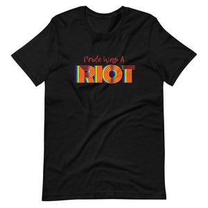 Pride Was A RIOT Fire Rainbow Line Print Short-Sleeve Unisex T-Shirt by Havoq (Bella + Canvas 3001)