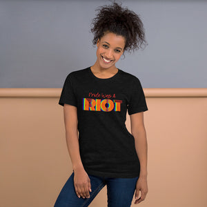 Pride Was A RIOT Fire Rainbow Line Print Short-Sleeve Unisex T-Shirt by Havoq (Bella + Canvas 3001)