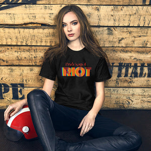 Pride Was A RIOT Fire Rainbow Line Print Short-Sleeve Unisex T-Shirt by Havoq (Bella + Canvas 3001)