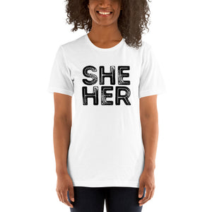 Grunge She/Her Pronouns Basic T-Shirt by Havoq