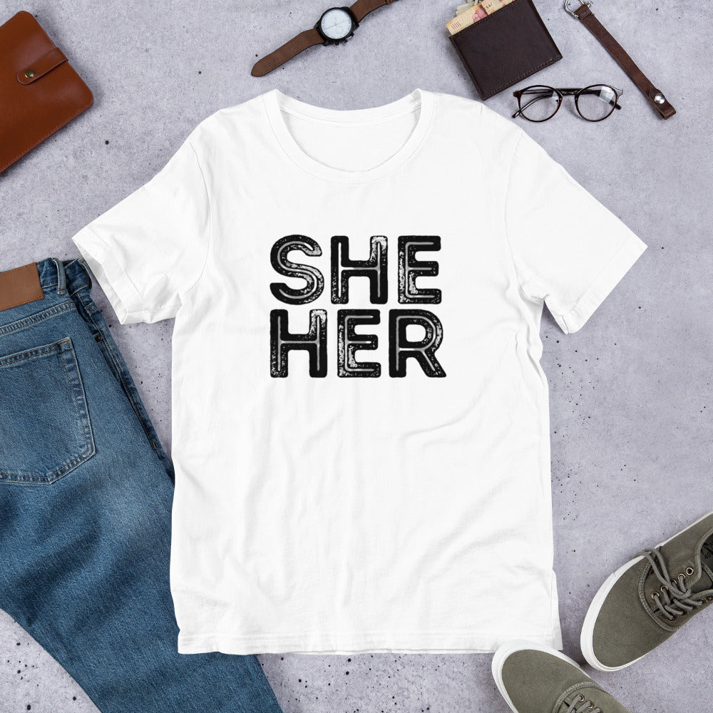 Grunge She/Her Pronouns Basic T-Shirt by Havoq