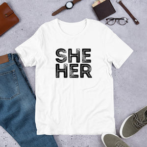 Grunge She/Her Pronouns Basic T-Shirt by Havoq