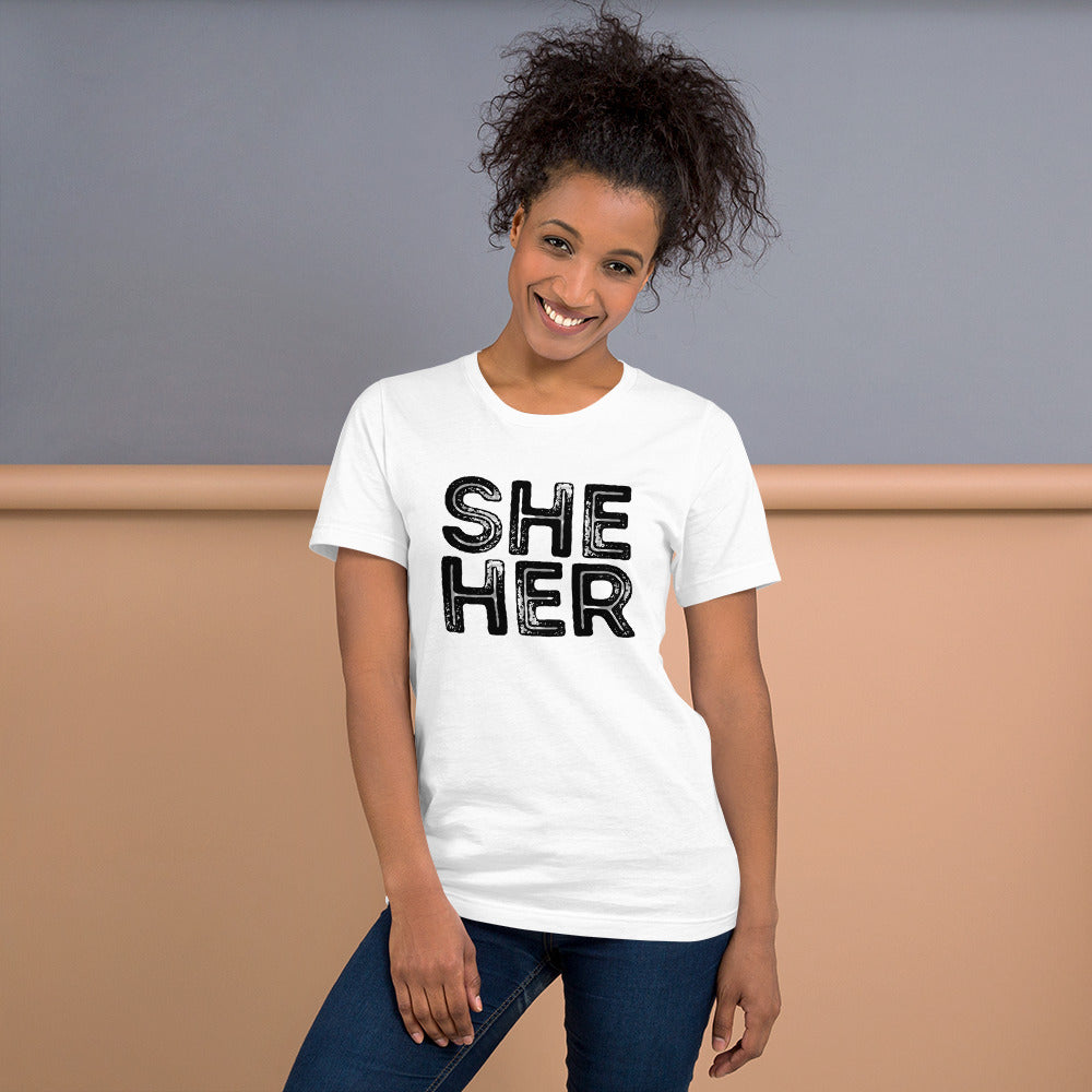 Grunge She/Her Pronouns Basic T-Shirt by Havoq