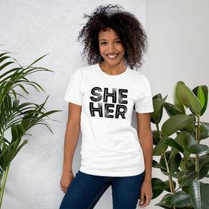 Grunge She/Her Pronouns Basic T-Shirt by Havoq