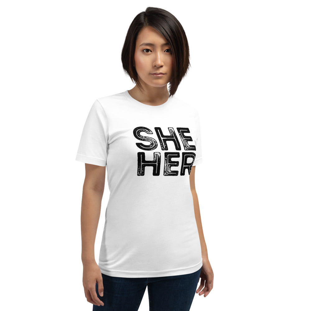 Grunge She/Her Pronouns Basic T-Shirt by Havoq