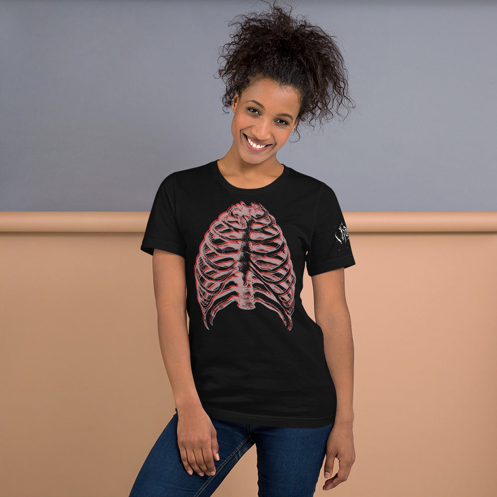 Layered Effect Ribcage Short-Sleeve T-Shirt for Any Gender