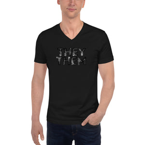 Grunge They/Them Short Sleeve V-Neck T-Shirt by Havoq