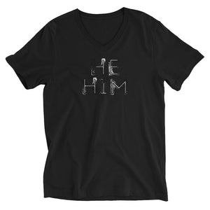 Grunge He/Him Pronouns Short Sleeve V-Neck T-Shirt by Havoq