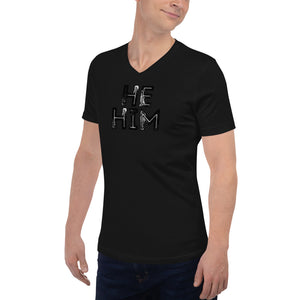 Grunge He/Him Pronouns Short Sleeve V-Neck T-Shirt by Havoq