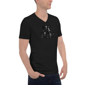 Grunge He/Him Pronouns Short Sleeve V-Neck T-Shirt by Havoq