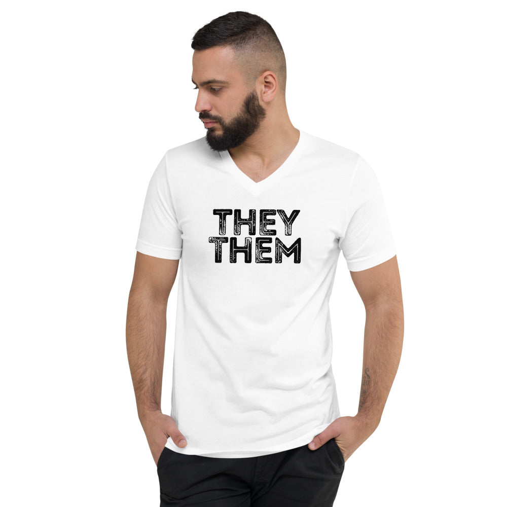 Grunge They/Them Short Sleeve V-Neck T-Shirt by Havoq