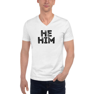 Grunge He/Him Pronouns Short Sleeve V-Neck T-Shirt by Havoq