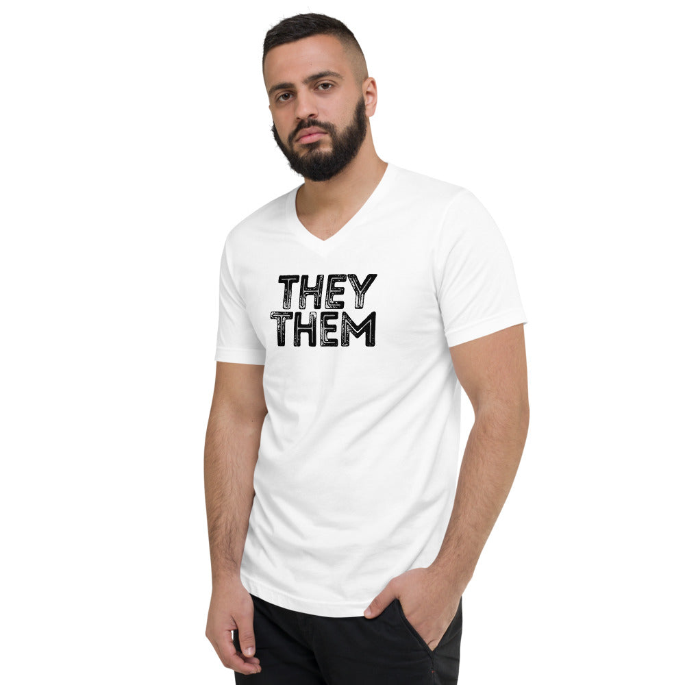 Grunge They/Them Short Sleeve V-Neck T-Shirt by Havoq