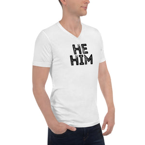 Grunge He/Him Pronouns Short Sleeve V-Neck T-Shirt by Havoq