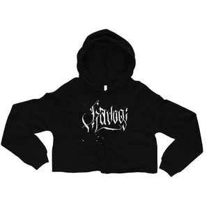 Havoq Calligraphy Crop Hoodie in Black with White Ink