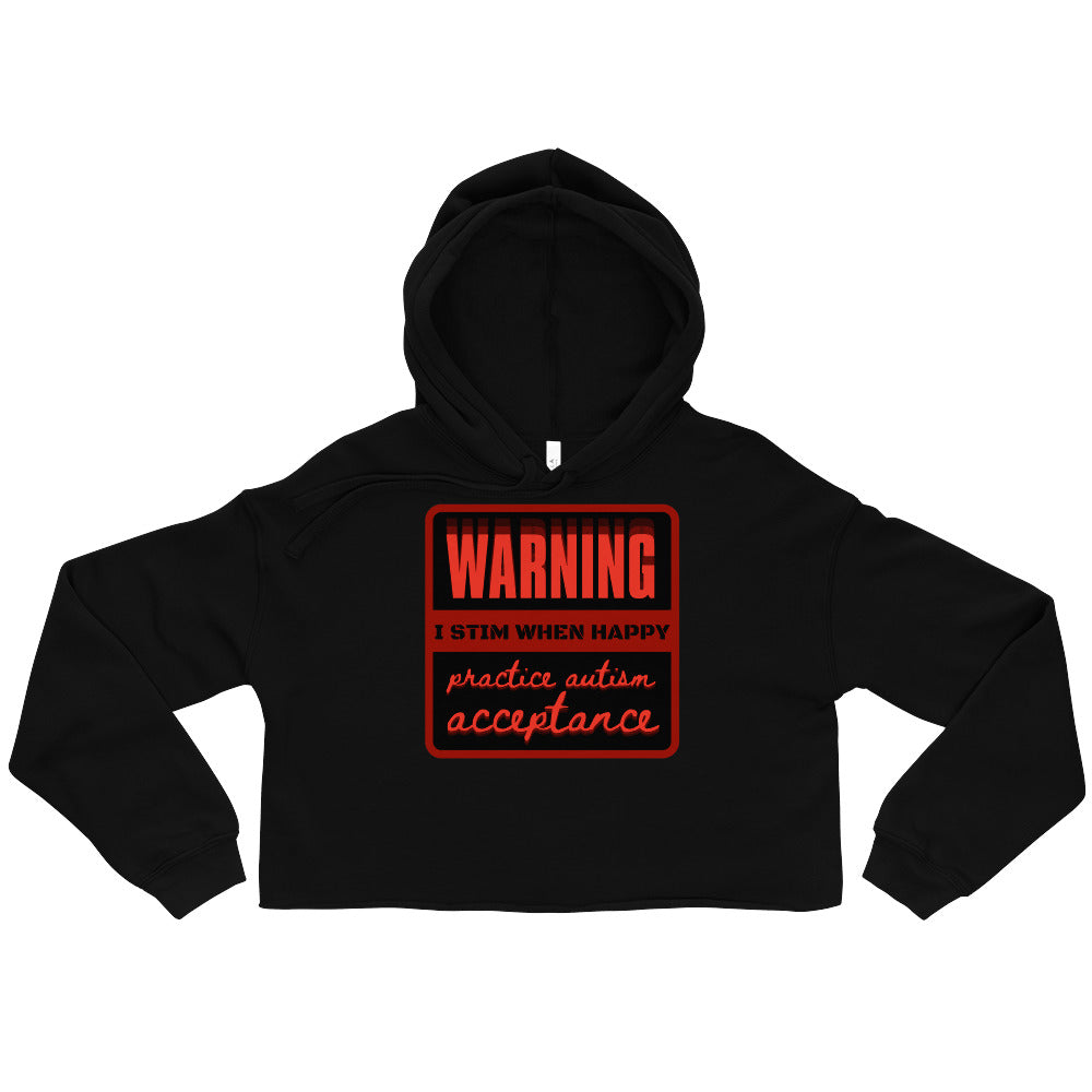 Autism Acceptance Warning Crop Hoodie