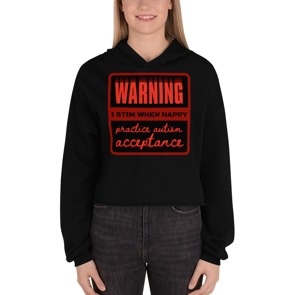 Autism Acceptance Warning Crop Hoodie