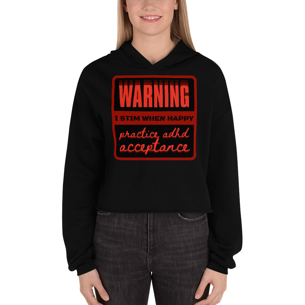 ADHD Acceptance Warning Crop Hoodie