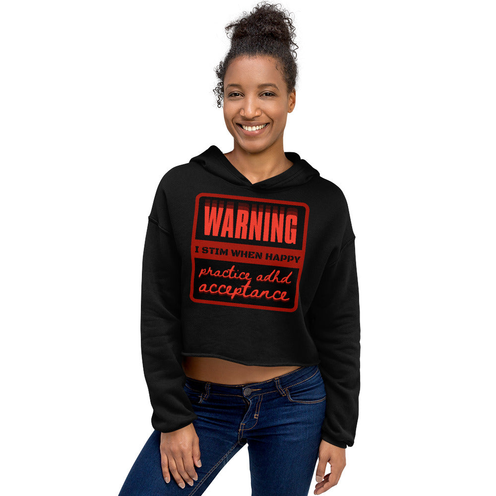 ADHD Acceptance Warning Crop Hoodie