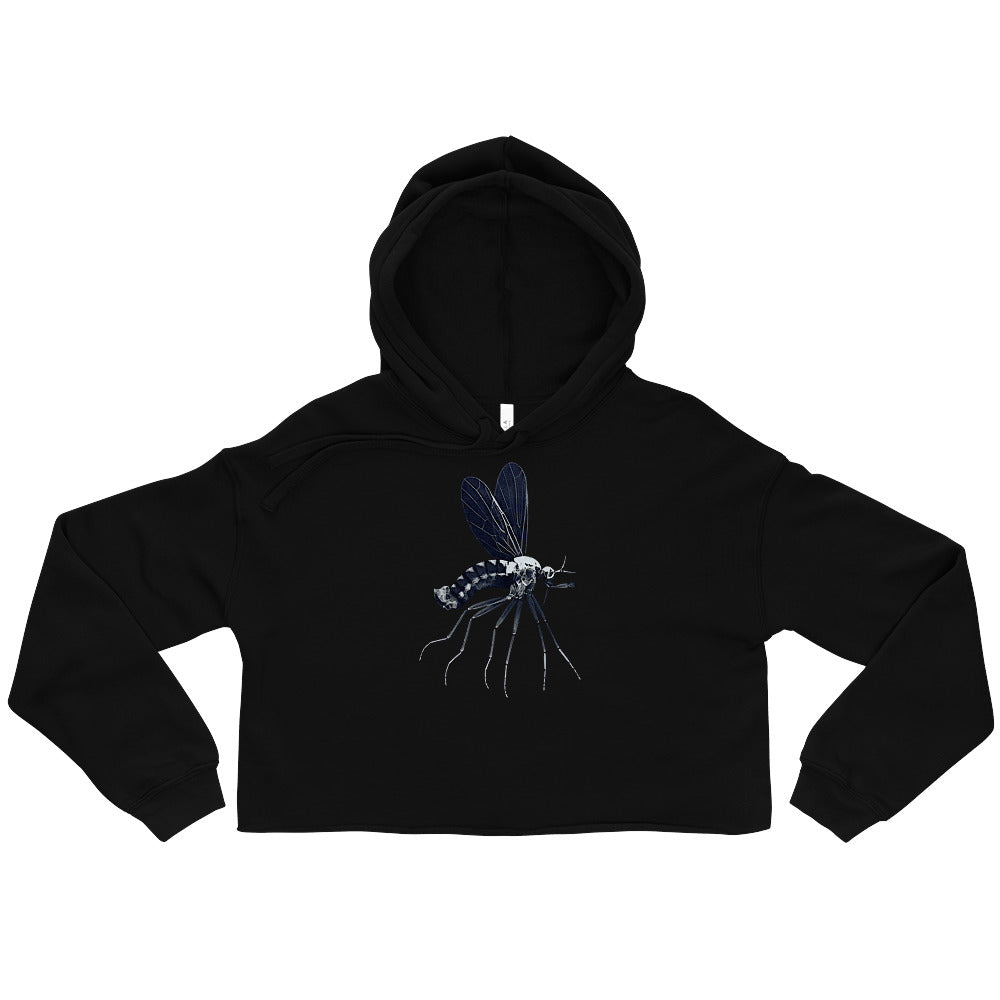 Microscopic Blue Mosquito Art Crop Hoodie by Havoq