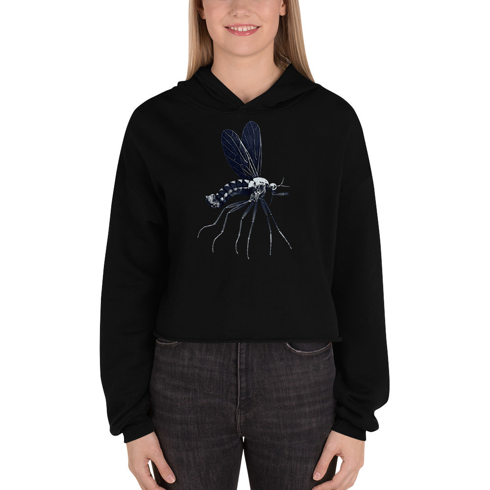 Microscopic Blue Mosquito Art Crop Hoodie by Havoq