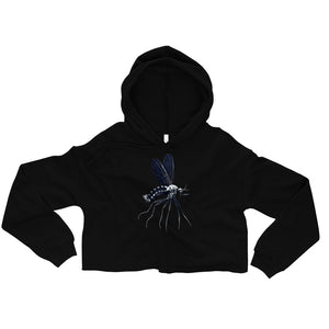 Microscopic Blue Mosquito Art Crop Hoodie by Havoq