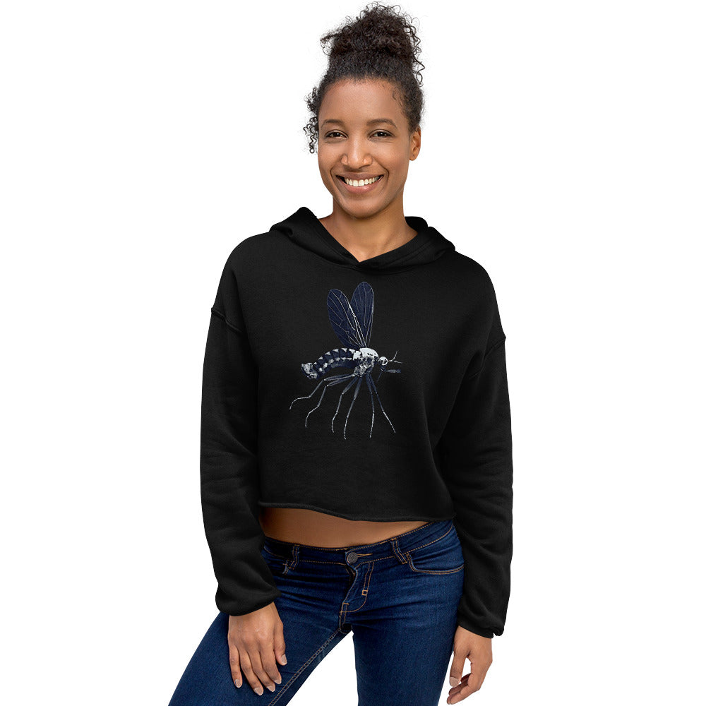 Microscopic Blue Mosquito Art Crop Hoodie by Havoq