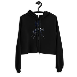 Microscopic Blue Mosquito Art Crop Hoodie by Havoq