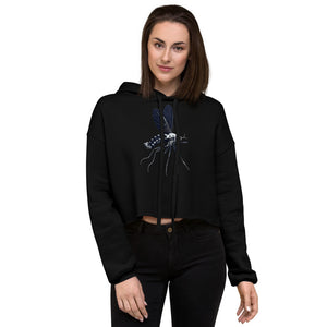 Microscopic Blue Mosquito Art Crop Hoodie by Havoq