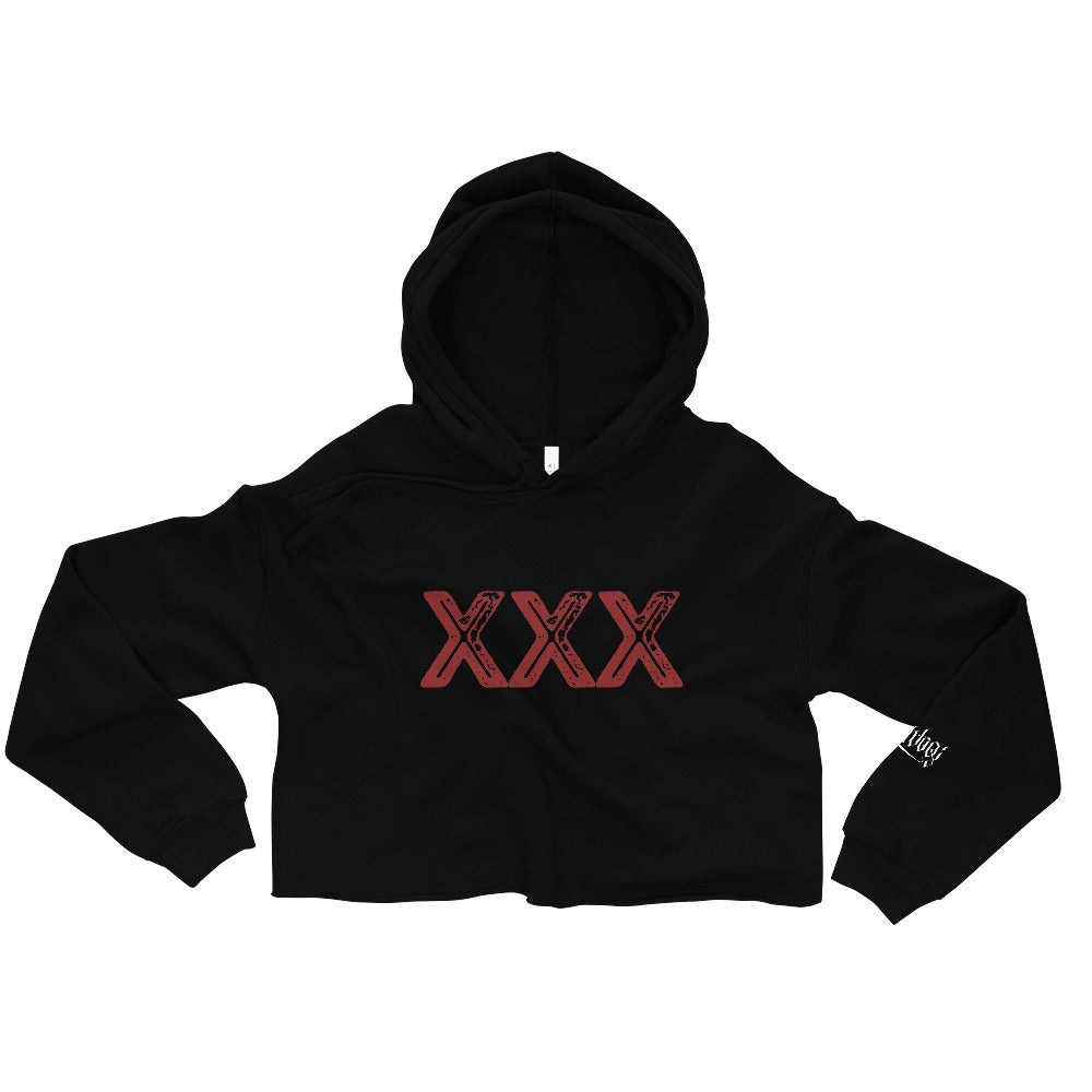 XXX Distressed Crop Hoodie