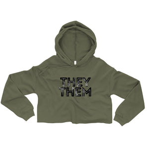 Grunge They/Them Pronouns Crop Hoodie