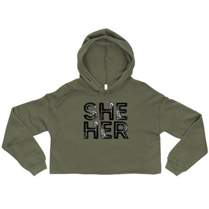 Grunge She/Her Pronouns Crop Hoodie