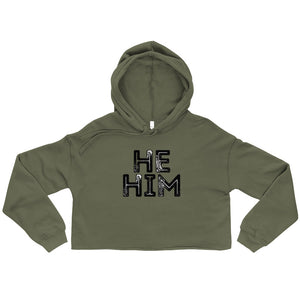 Grunge He/Him Pronouns Crop Hoodie