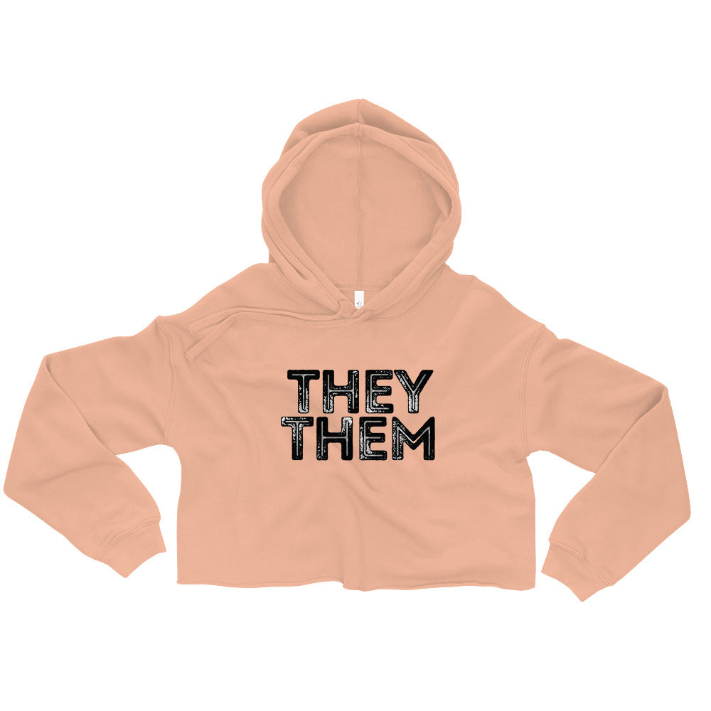 Grunge They/Them Pronouns Crop Hoodie