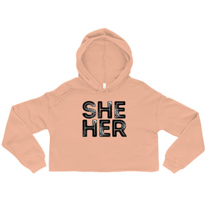 Grunge She/Her Pronouns Crop Hoodie