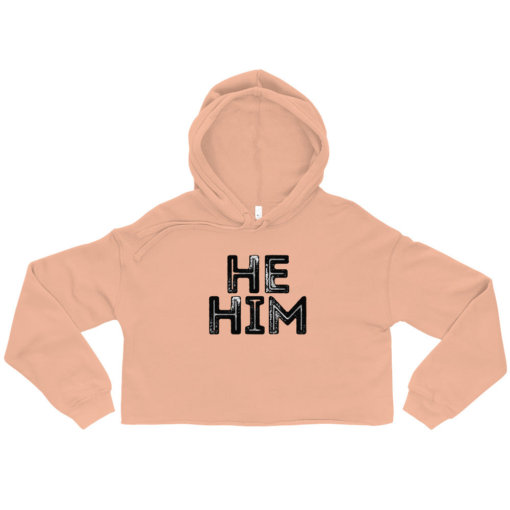 Grunge He/Him Pronouns Crop Hoodie