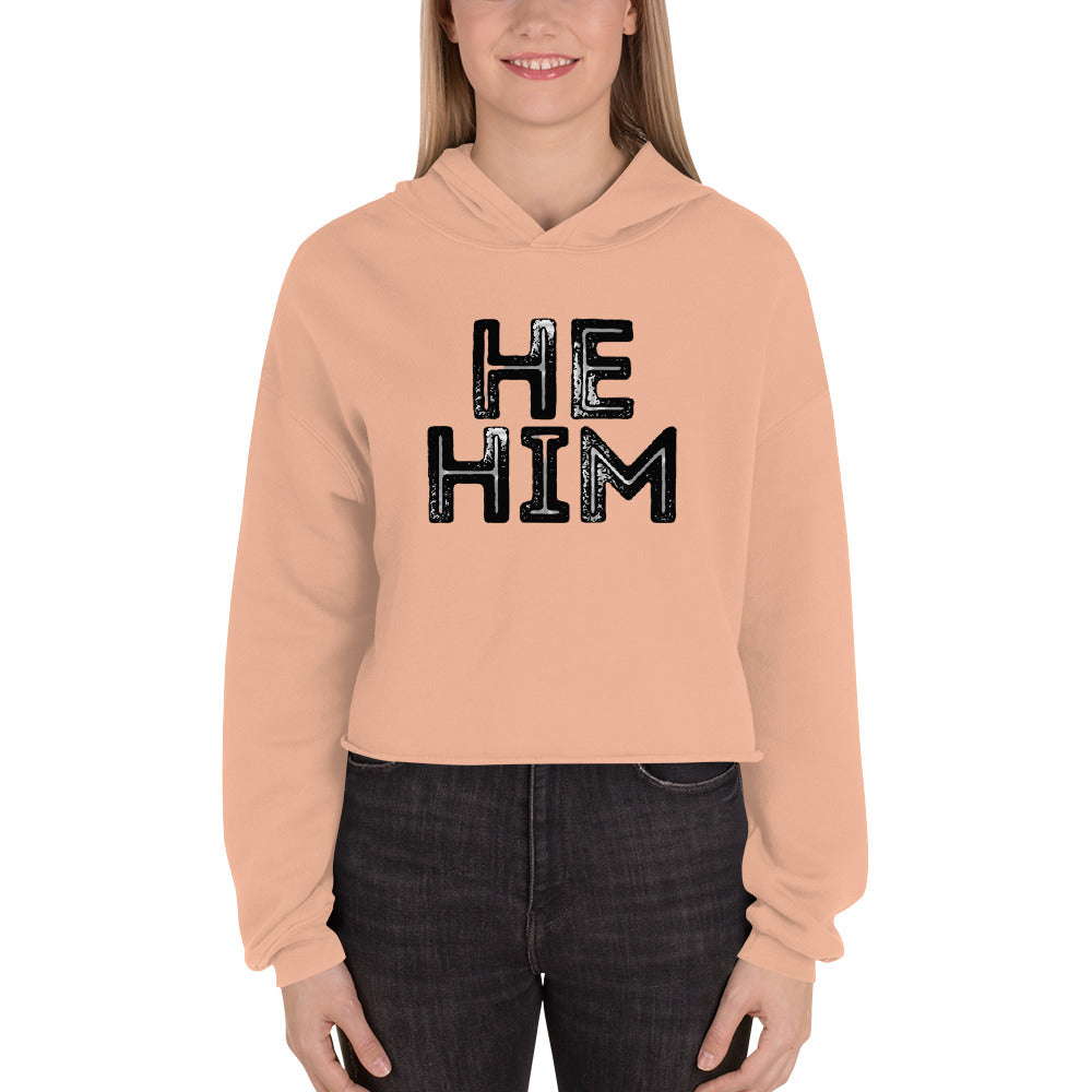 Grunge He/Him Pronouns Crop Hoodie