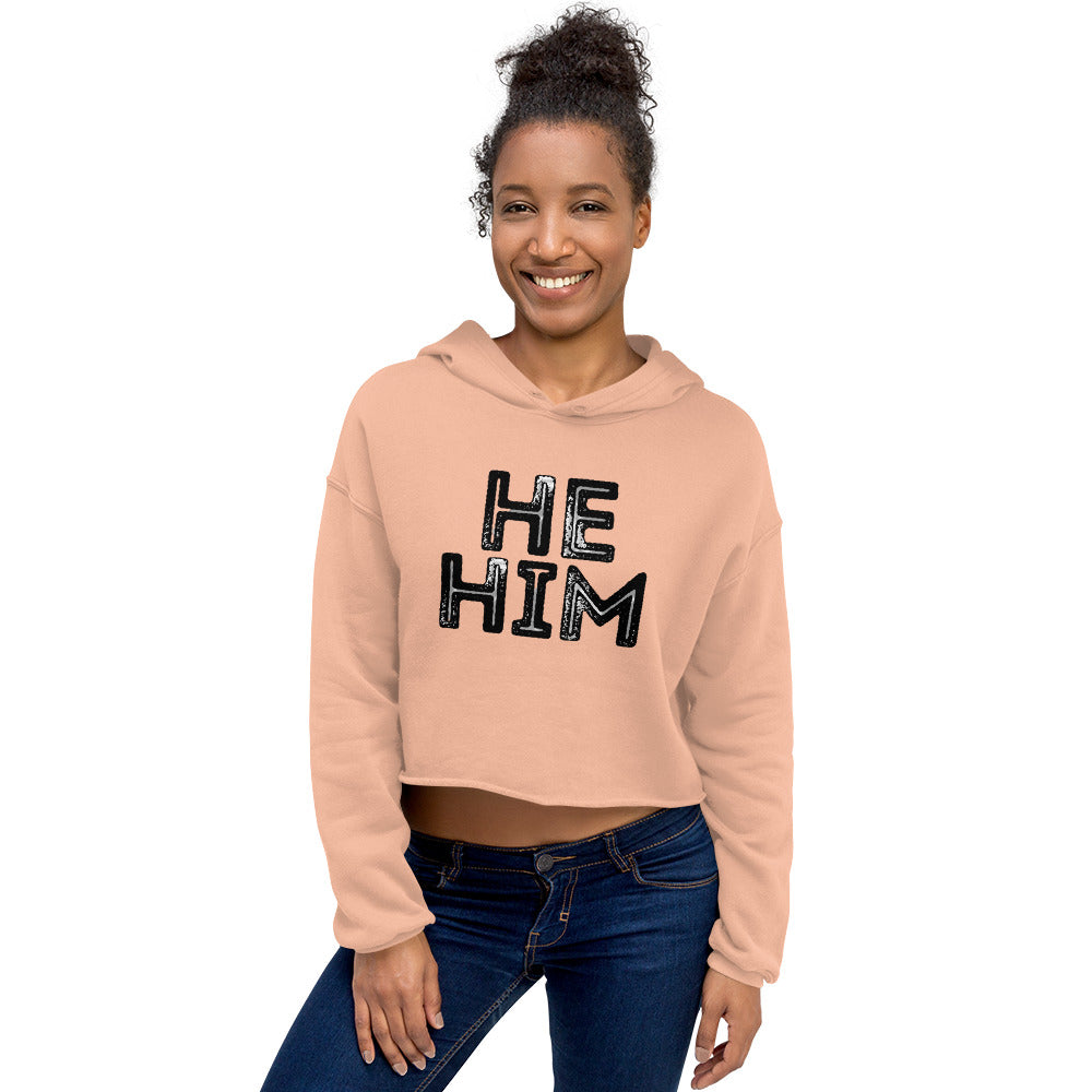 Grunge He/Him Pronouns Crop Hoodie